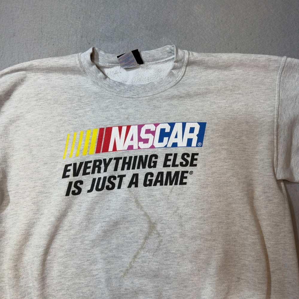 NASCAR Everything Else‎ Is Just A Game Crewneck Sweatshirt Grey Mens Large